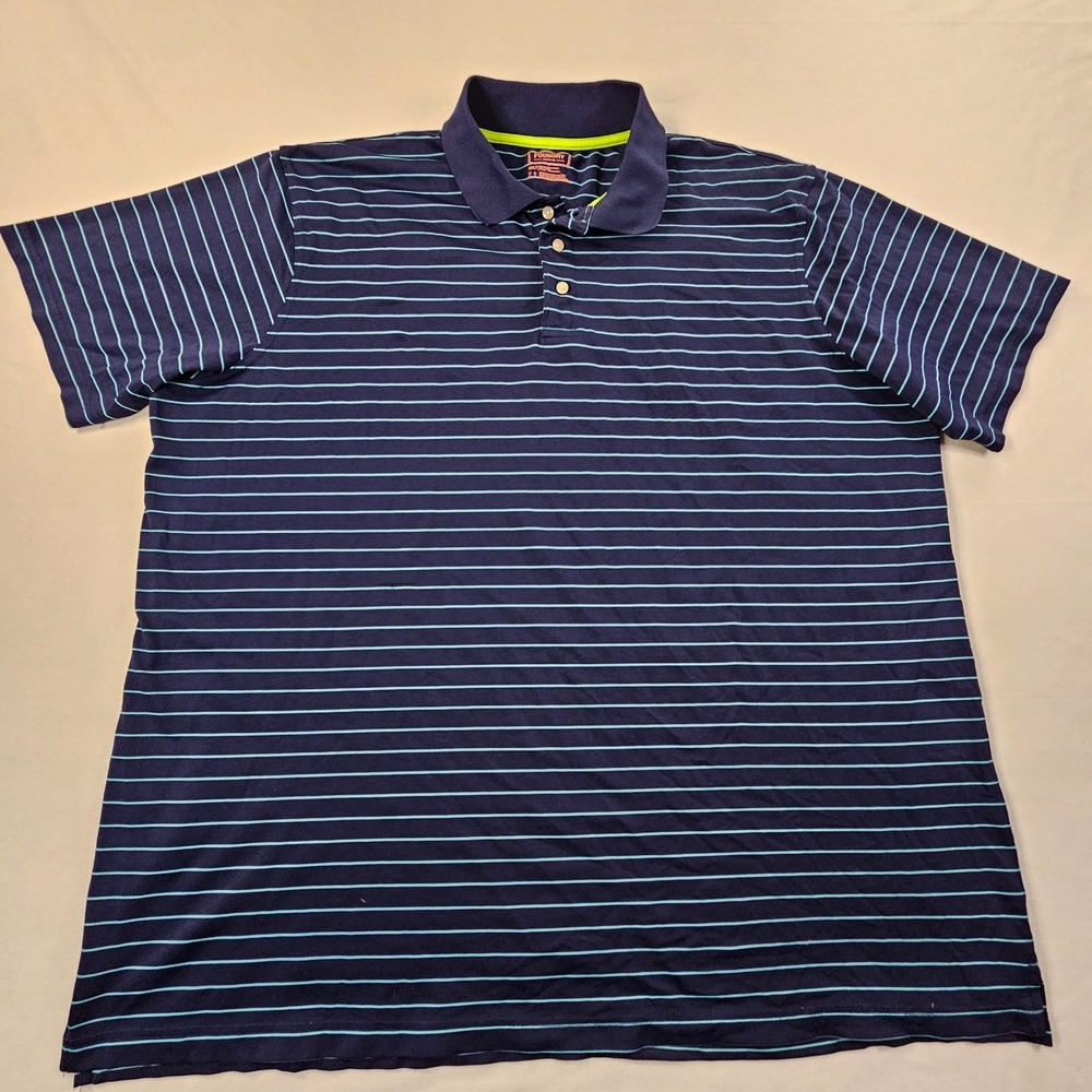 Foundry Supply Blue Striped Short Sleeve Polyester Spandex Polo Shirt Men's 3XLT